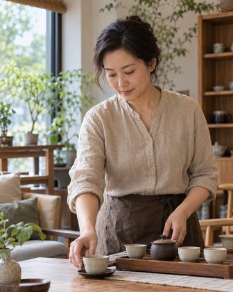 自己经营茶室的经营者