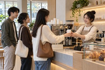 连锁咖啡店的外带出杯